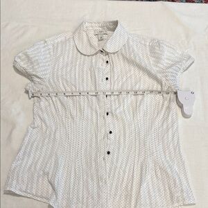 LOFT White and Black Button Down Shirt